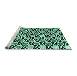 Sideview of Machine Washable Abstract Turquoise Modern Area Rugs, wshabs4274turq