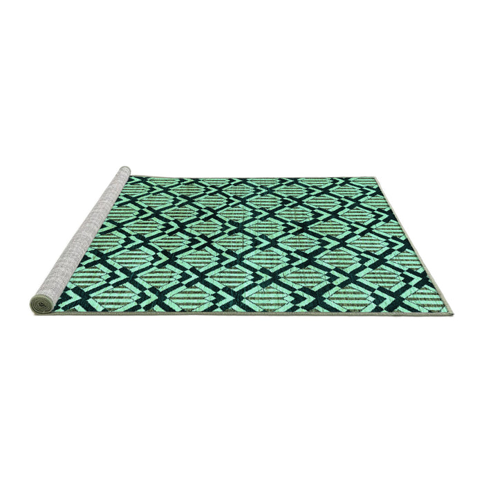 Sideview of Machine Washable Abstract Turquoise Modern Area Rugs, wshabs4274turq