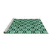 Sideview of Machine Washable Abstract Turquoise Modern Area Rugs, wshabs4274turq