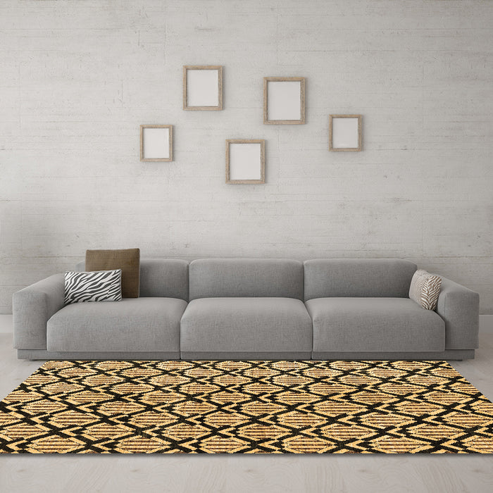 Machine Washable Abstract Brown Modern Rug in a Living Room,, wshabs4274brn
