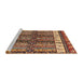 Sideview of Machine Washable Abstract Saffron Red Rug, wshabs4275