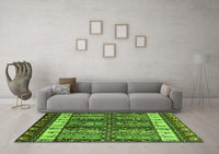 Machine Washable Abstract Green Modern Rug, wshabs4275grn