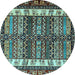 Round Machine Washable Abstract Light Blue Modern Rug, wshabs4275lblu