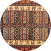 Round Abstract Saffron Red Modern Rug, abs4275