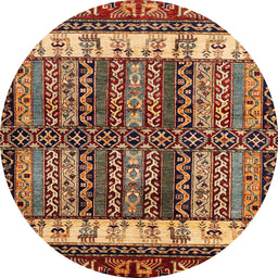 Round Machine Washable Abstract Saffron Red Rug, wshabs4275