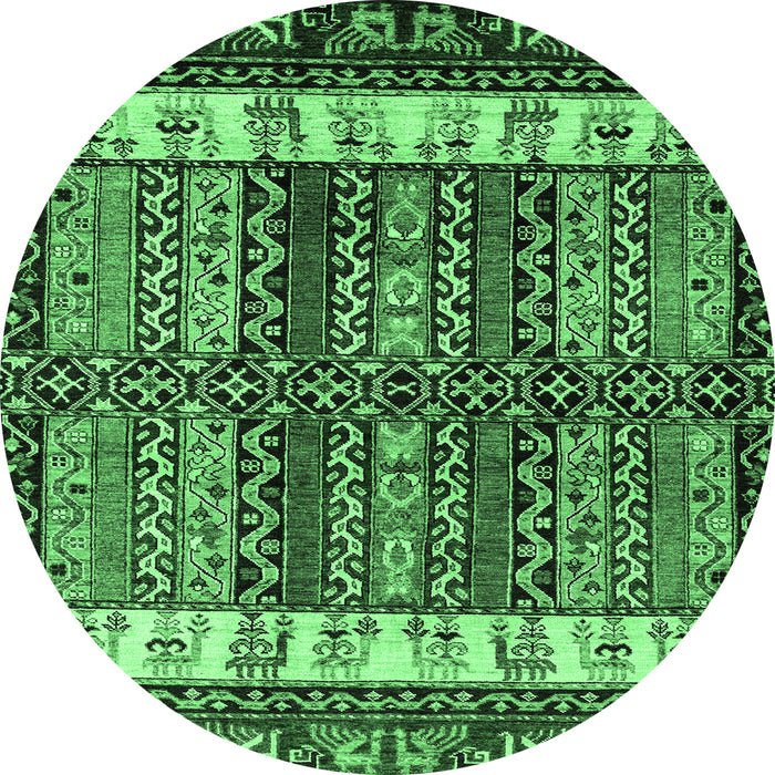 Round Abstract Emerald Green Modern Rug, abs4275emgrn
