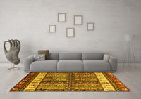 Machine Washable Abstract Yellow Modern Rug, wshabs4275yw