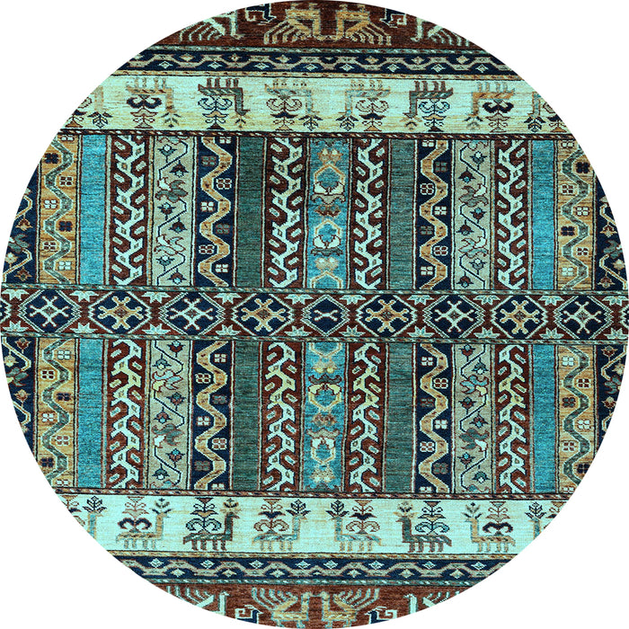 Round Abstract Light Blue Modern Rug, abs4275lblu
