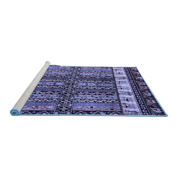 Sideview of Machine Washable Abstract Blue Modern Rug, wshabs4275blu