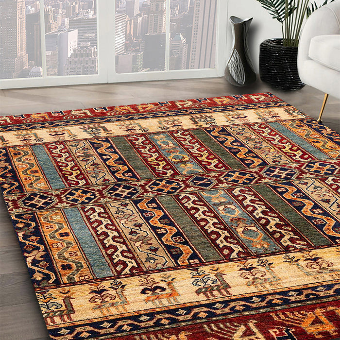 Abstract Saffron Red Modern Rug in Family Room, abs4275