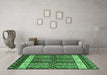 Machine Washable Abstract Emerald Green Modern Area Rugs in a Living Room,, wshabs4275emgrn