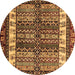 Round Machine Washable Abstract Brown Modern Rug, wshabs4275brn