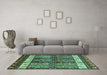 Machine Washable Abstract Turquoise Modern Area Rugs in a Living Room,, wshabs4275turq