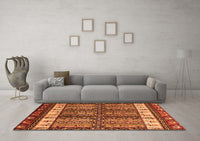 Machine Washable Abstract Orange Modern Rug, wshabs4275org