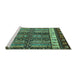 Sideview of Machine Washable Abstract Turquoise Modern Area Rugs, wshabs4275turq