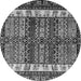 Round Machine Washable Abstract Gray Modern Rug, wshabs4275gry