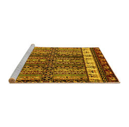 Sideview of Machine Washable Abstract Yellow Modern Rug, wshabs4275yw