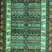 Square Machine Washable Abstract Turquoise Modern Area Rugs, wshabs4275turq