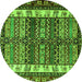 Round Machine Washable Abstract Green Modern Area Rugs, wshabs4275grn