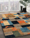 Machine Washable Abstract Dark Brown Rug in a Family Room, wshabs4276