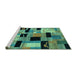 Sideview of Machine Washable Abstract Turquoise Modern Area Rugs, wshabs4276turq