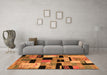 Machine Washable Abstract Orange Modern Area Rugs in a Living Room, wshabs4276org