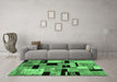 Machine Washable Abstract Emerald Green Modern Area Rugs in a Living Room,, wshabs4276emgrn