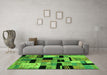 Machine Washable Abstract Green Modern Area Rugs in a Living Room,, wshabs4276grn