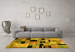 Machine Washable Abstract Yellow Modern Rug in a Living Room, wshabs4276yw