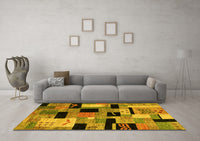 Machine Washable Abstract Yellow Modern Rug, wshabs4276yw