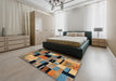 Abstract Dark Brown Modern Rug in a Bedroom, abs4276