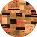 Round Machine Washable Abstract Orange Modern Area Rugs, wshabs4276org