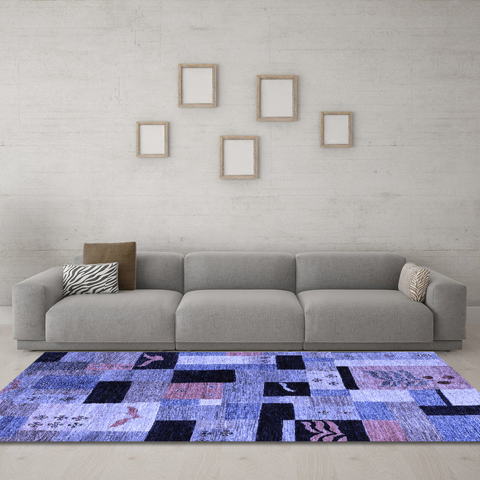 Machine Washable Abstract Blue Modern Rug in a Living Room, wshabs4276blu