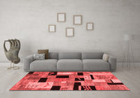 Machine Washable Abstract Red Modern Rug, wshabs4276red