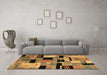 Machine Washable Abstract Brown Modern Rug in a Living Room,, wshabs4276brn