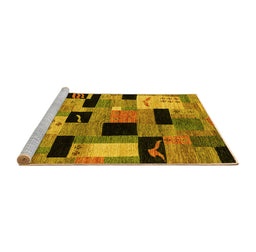 Sideview of Machine Washable Abstract Yellow Modern Rug, wshabs4276yw