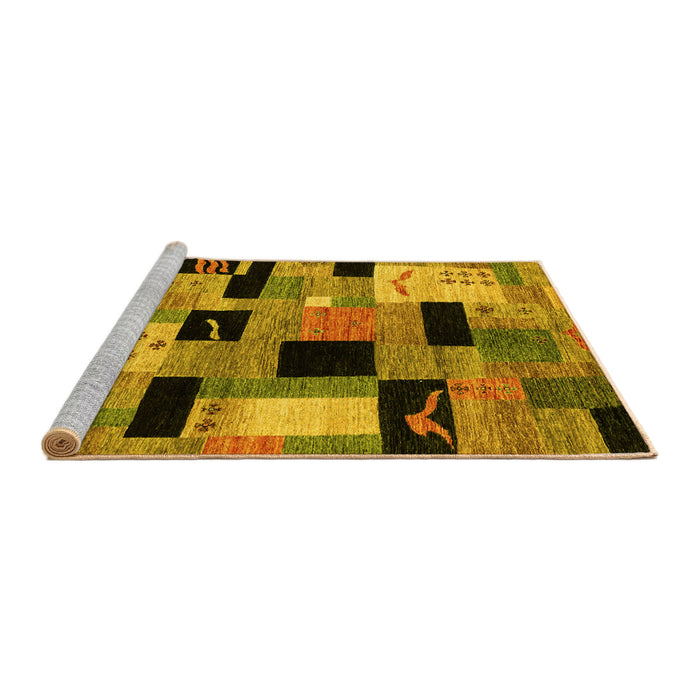 Sideview of Machine Washable Abstract Yellow Modern Rug, wshabs4276yw