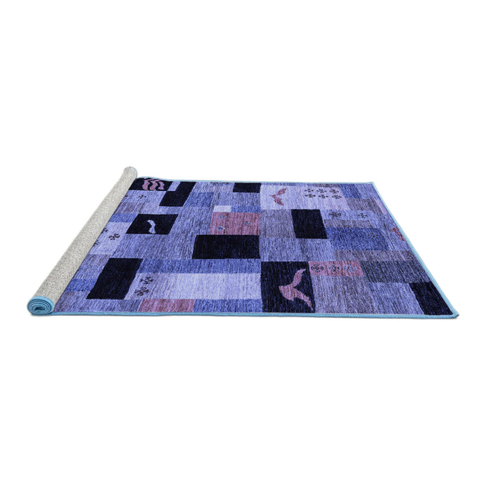 Sideview of Machine Washable Abstract Blue Modern Rug, wshabs4276blu