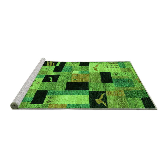 Sideview of Machine Washable Abstract Green Modern Area Rugs, wshabs4276grn