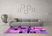 Machine Washable Abstract Purple Modern Area Rugs in a Living Room, wshabs4276pur