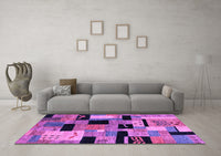 Machine Washable Abstract Purple Modern Rug, wshabs4276pur