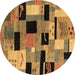 Round Machine Washable Abstract Brown Modern Rug, wshabs4276brn