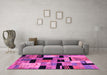 Machine Washable Abstract Pink Modern Rug in a Living Room, wshabs4276pnk