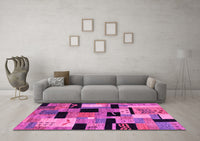 Machine Washable Abstract Pink Modern Rug, wshabs4276pnk