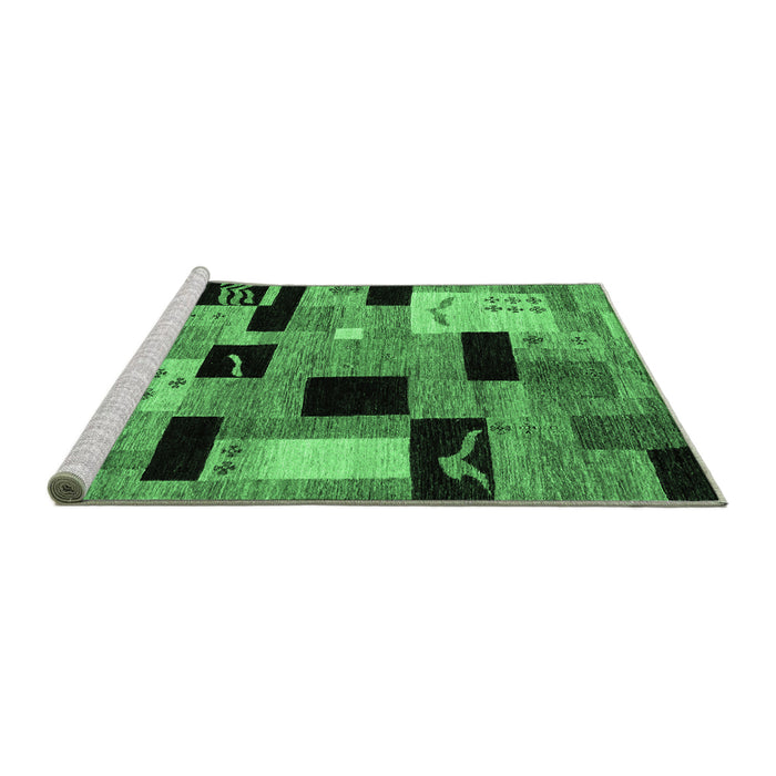 Sideview of Machine Washable Abstract Emerald Green Modern Area Rugs, wshabs4276emgrn