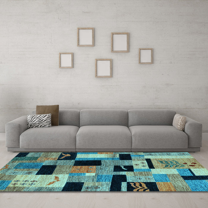 Machine Washable Abstract Light Blue Modern Rug in a Living Room, wshabs4276lblu