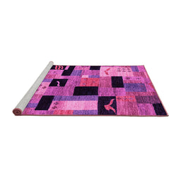 Sideview of Machine Washable Abstract Pink Modern Rug, wshabs4276pnk