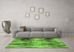 Machine Washable Abstract Green Modern Area Rugs in a Living Room,, wshabs4277grn