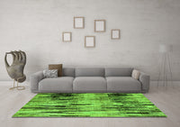 Machine Washable Abstract Green Modern Rug, wshabs4277grn