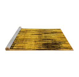 Sideview of Machine Washable Abstract Yellow Modern Rug, wshabs4277yw